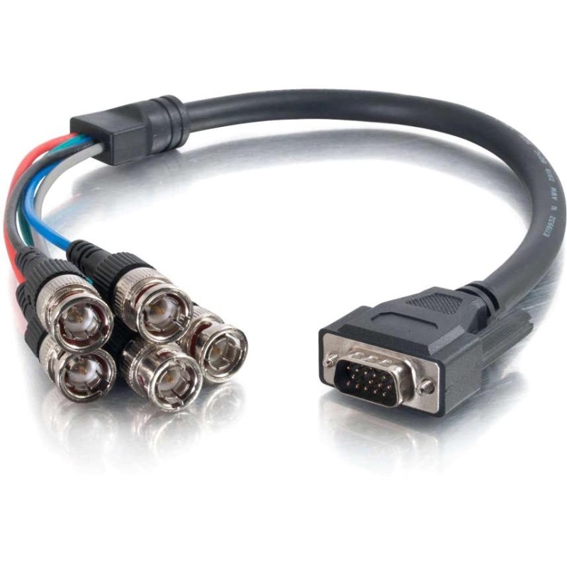 1.5ft Premium HD15 Male to RGBHV (5-BNC) Male Video Cable - Coaxial for Video Device TV Projector Monitor - 1.50 ft - 1 x HD-15 Male VGA - 5 x BNC Male Video - Shielding - Black 1.5ft Premium HD15 Male to RGBHV (5-BNC) Male Video Cable - Coaxial for Video Device TV Projector Monitor - 1.50 ft - 1 x HD-15 Male VGA - 5 x BNC Male Video - Shielding - Black