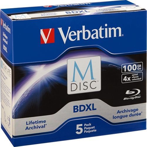 5PK M-DISC BDXL 4X 100GB BRANDED SURFACE JEWEL CASE BOX