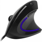 Vertical Ergonomic Illuminated Mouse - Optical - Cable - Glossy Black - USB - 1600 dpi - Scroll Wheel - 6 Button(s) - Right-handed Only