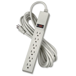 Six-Outlet Power Strip 120v 4ft Cord 10 7/8 X 1 7/8 X 1 5/8 Platinum